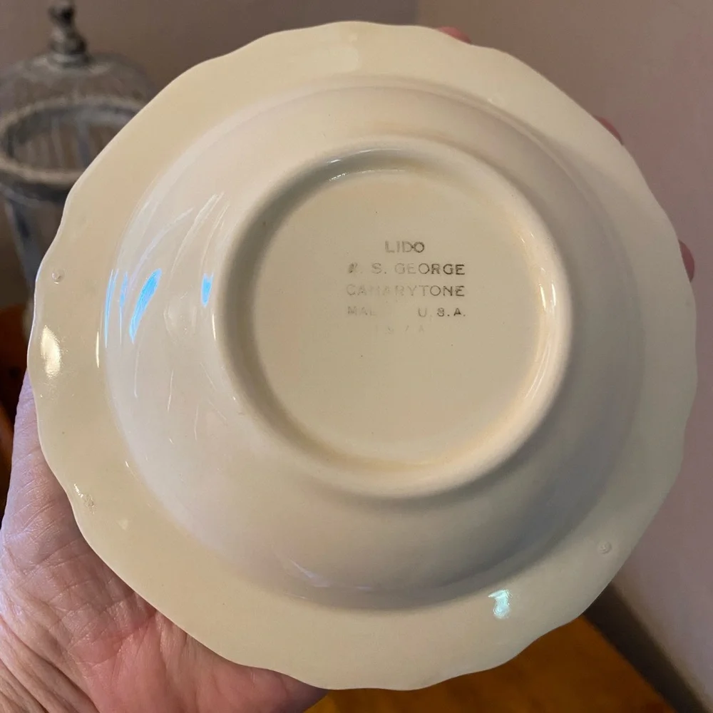 Vintage Lido W S George Canarystone Bowl Floral Made in USA